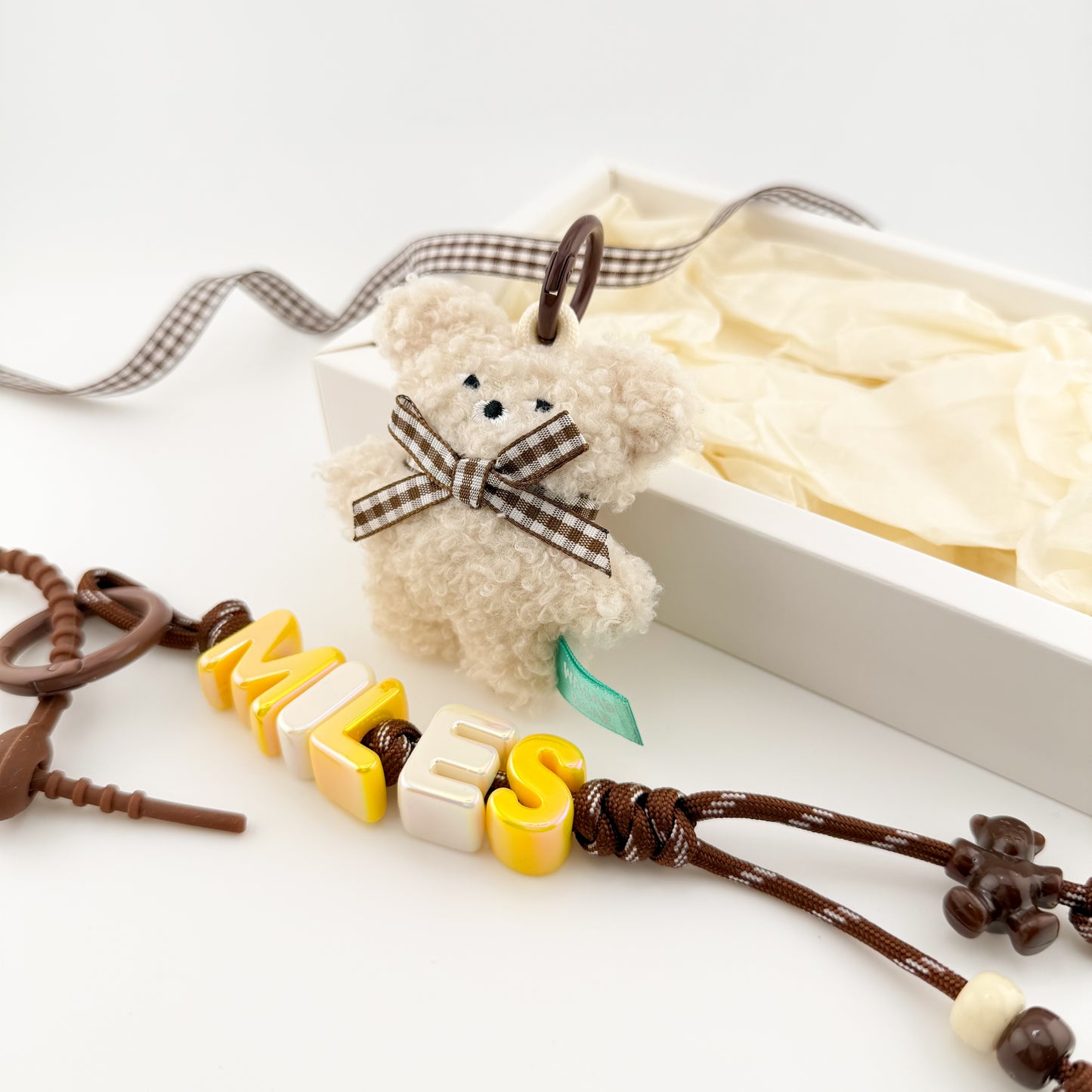 Personalized Bouclé Teddy Keychain