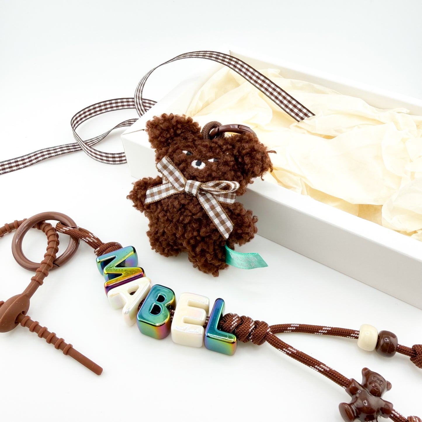 Personalized Bouclé Teddy Keychain