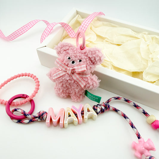 Personalized Bouclé Teddy Keychain