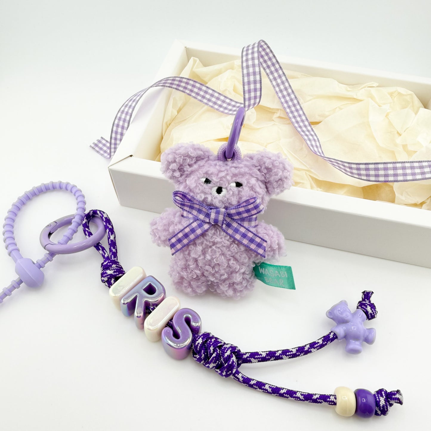 Personalized Bouclé Teddy Keychain